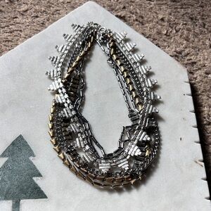 Stella & Dot Multistrand Silver and Gold Beaded Necklace